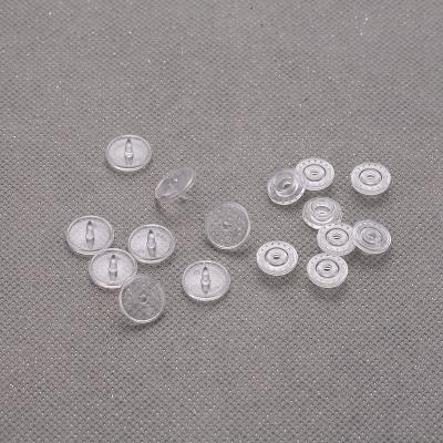 China Custom Plastic Round Transparent Button Eco-friendly Instant Invisible Garment Dry Cleaning Color Instant ON Button for sale