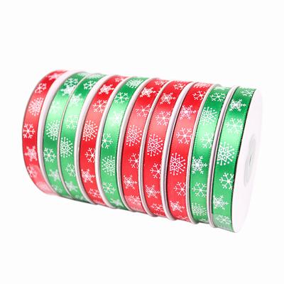 China Viable New Listing Trimming Green Roll Printed Ribbon Christmas Satin Ribbon Customizable for sale