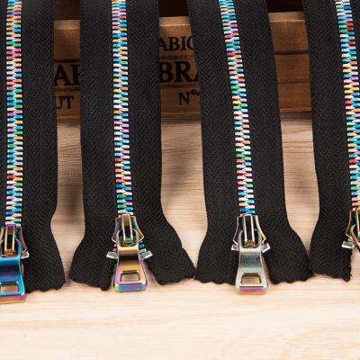 China New Design Rainbow Durable Durable Zipper Slider Nylon Colored Metal Zipper Decorative Strip for sale