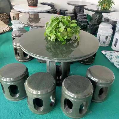 China Chinese Style Natural Granite Stone Outdoor Garden Stone Table Round Shape Te koop