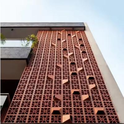 China Terracotta Breeze Block Handmade Red Brick Wall Tile Decorative Hollow Brick for sale