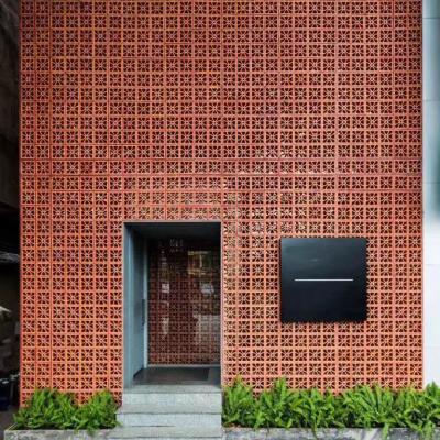 China Red Clay Terracotta Hollow Breeze Blocks Bricks For Wall Cladding Panel for sale