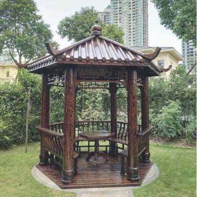 China Pinus Sylvestris Chinese Wood Gazebo 2.6m Carbonating Backyard Wooden Gazebo for sale