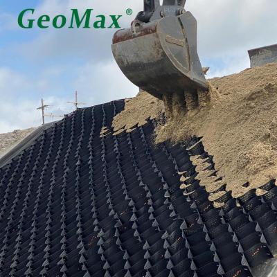 Cina Geocell nero HDPE 200mm altezza 445mm Spazio di saldatura per rivestimenti di pendenza Rivestimento di discarica Ferrovie industriali pesanti molo di supporto in vendita