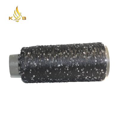 China Low Shrinkage Bling Sequin Yarn For Knitting Sequin Beads Thread For Clothes Weaving 100% Polyester Yarn With Sequin for sale