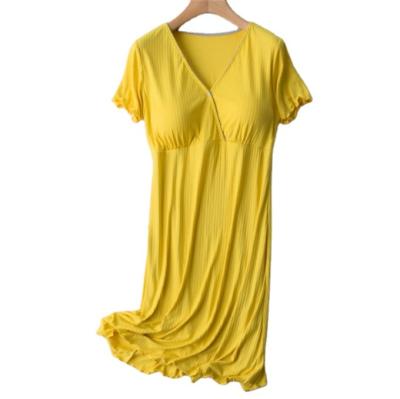 China Breathable Short Sleeve Maternity Dress Nursing Nightgown Clothes For Pregnant Woman for sale