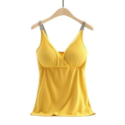 China Summer Breathable Pajamas Nursing Vest Women Sleeveless Pregnancy Nursing Long Vest for sale