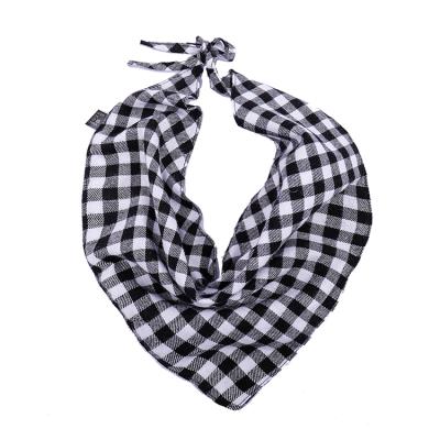 China Wholesale custom made polyester plaid printing pet neck scarf adjustable cotton single triangle dog bandana for sale