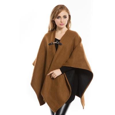 China Square 2021 autumn and winter new Enoneuropean and American style cashmere pure color button shawl for sale