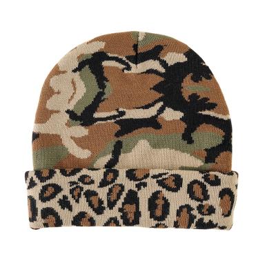 China breathable & New Custom Logo Winter Jacquard Camouflage Beanie Hat 2021 Design Knitted Waterproof Hat for sale