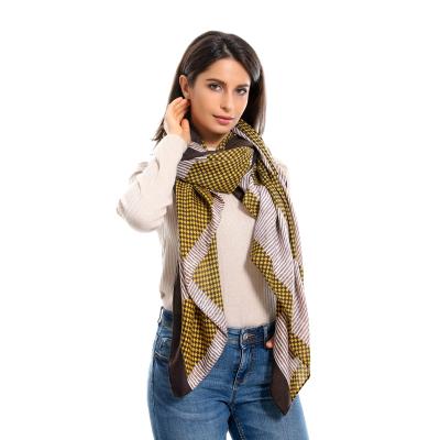 China Polyester Latest Design Direct Textured Small Plaid Scarf Shawl for sale