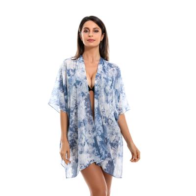 China Polyester Modern Style Beach Kimono Digital Printed Cardigan for sale