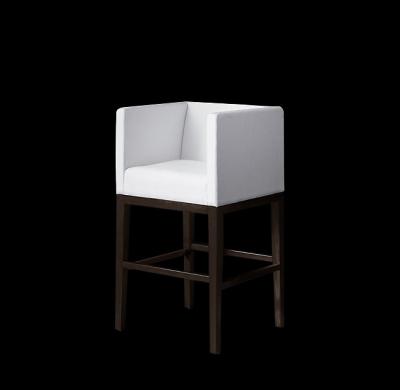 China Sunwe Large Size High Massage Luxury Black White Nordic Kitchen Counter Modern White Fabric Bar Stool With Wooden Leg for sale