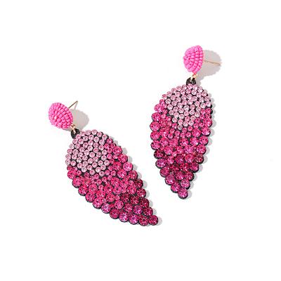 China New Arrival Fashion Durable Zircon Leaf Sparkle Diamond Women Dangling Tasty Earrings for sale