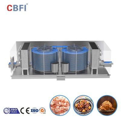 중국 CBFI 물고기 공정 라인을 위한 개인적인 빠른 IQF 두 배 나선형 냉장고 판매용