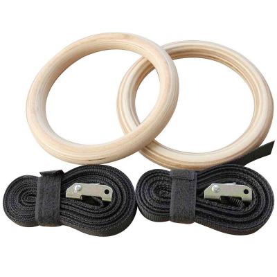 China Commercial Wood Exercise Fitness Gym Rings Shoulder Ring Hoop Crosfit Pull Ups Strength Training Gym Workout for sale