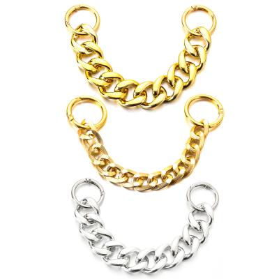 China Popular DIY Set Hole Shoes Decoration Chain Alloy Spring Ring Slippers Sandals Plastic Gold Accessories for sale