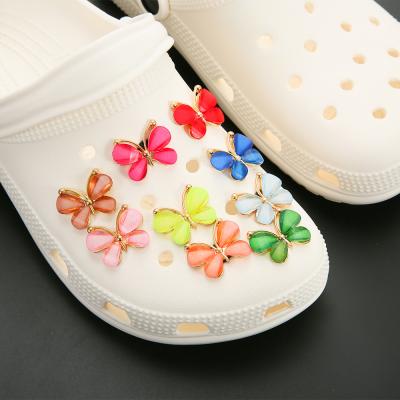 China New Popular Hot Selling Creative DIY Acrylic Mixed Color Shoes Flower Hole Shoes Decoration Butterfly Shoe Buckle Accessories for sale