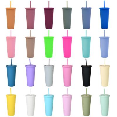 China Viable Hot Sale Acrylic Tumbler Double Wall Bpa Free Reusable Water Bottle 22oz Matte Plastic Tumbler Cups With Lids And Straws for sale