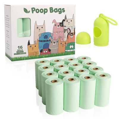 China Viable Wholesale Dog Poop Bag 8 Rolls Cornstarch 100% Biodegradable Dog Poop Bags With 12rolls Dispenser for sale