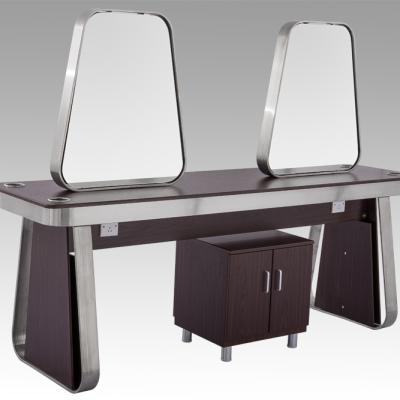 China Good Quality Durable Wholesale Barber Shop Equipment Salon Two Set Double Sides Mirror Station for sale