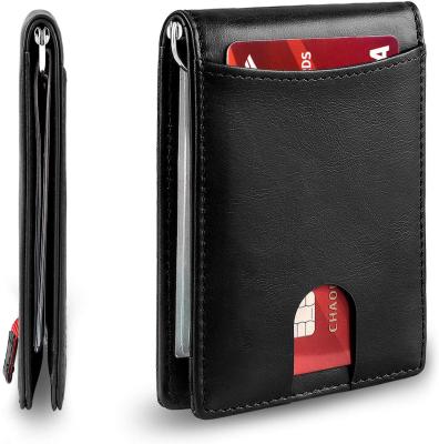 China Anti-theft Card Sleeve Clip High Quality Leather Dollar Card Holder RFID Card Man Brush Amazon Collection Bag With Airtag Luxury Genuine Leather for sale