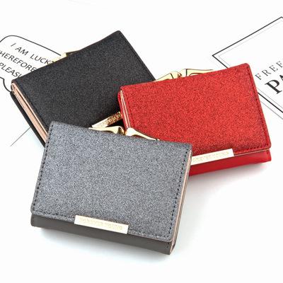 China Best Anti-theft Selling Mini Women's Luxury Short Sequins Custom Small Wallet Small Student Coin Wallet Multi Card Bag Triple Card Holders for sale