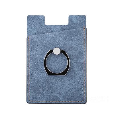 China 2021 Mobile Ring Buckle Bracket Car Magnetic Card Bag Custom High Quality Back Stick Card Holders Leather Phone Case Business Cards for sale