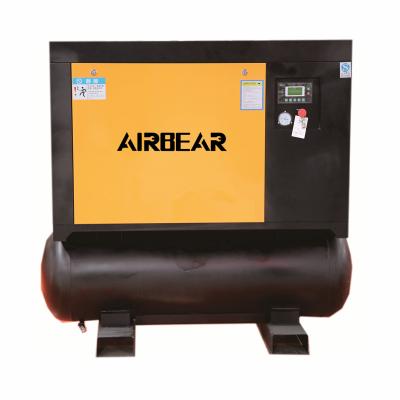 China Lubricated Air-compressors 7.5KW 10HP With 300L Air Tank Compressor De AR 8bar Rotary Screw Compressor for sale