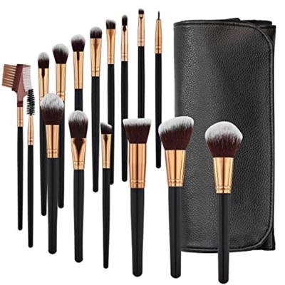 China Angular Blush Luxury 16 Pcs Premium Synthetic Hair Makeup Brushes Wood Handle Private Label Cosmetic Brush Set for sale