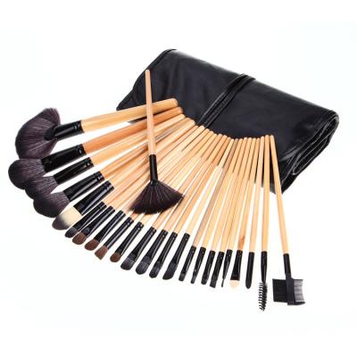 China Angular Blush Wholesale Private Label Makeup Brushes Black Handle Soft Natural Synthetic Hair 24pcs Make Up Brush Set With Case for sale