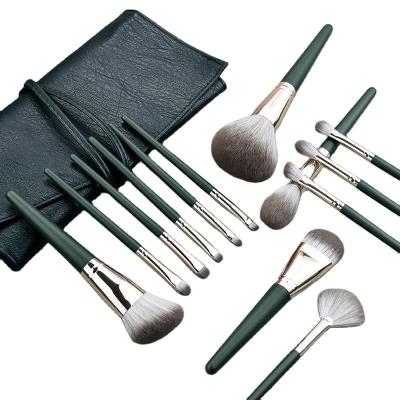 China Angular Blush 14 Pcs Cloud Low MOQ Premium Synthetic Hair Brushes Green Private Label Brush Set Makeup Brushes For Makeup for sale