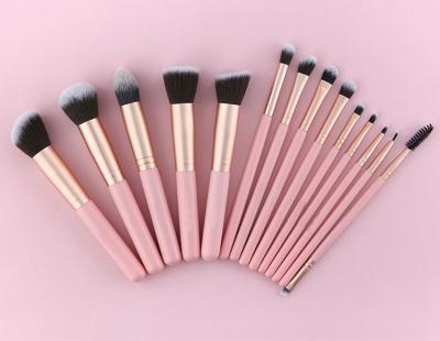 China Angular Blush Black Wood Suit Logo Makeup Brush Set 14 Pieces Full Set Makeup Brushes Wholesale Free Shipping for sale