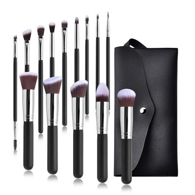 China Angular Blush Factory Direct Selling 14 Pcs Make Up Brushes Free Shipping Soft Synthetic Hair Profession Black Makeup Brush for sale