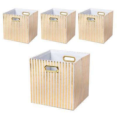 China Custom Multifunctional Box High Capacity Canvas Foldable Household Handle Viable With Decorative Metal Frame Tissue Storage Box for sale