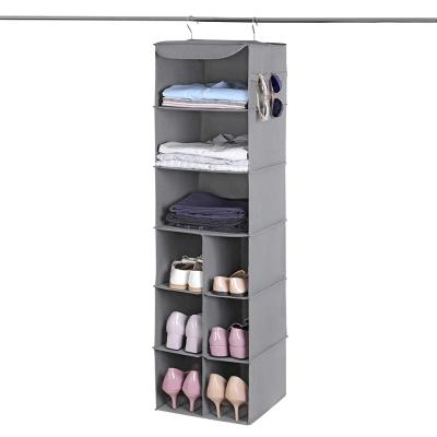 China Folding 6 Shelf Customized Non Woven Fabric Foldable Closet Tool Clothes Shoes Hanging Drawer Organizer for sale