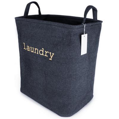 China Durable and Collapsible Foldable Laundry Hamper Rack Reusable Canvas Clothes Laundry Hamper with Handle for sale