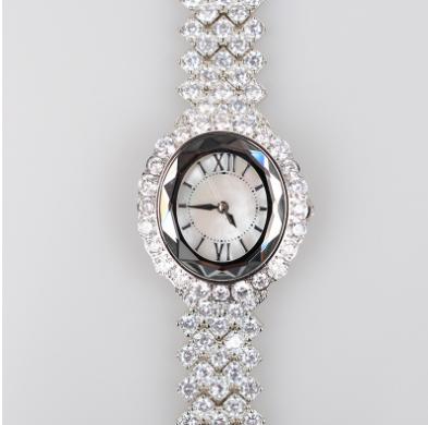 China 2020 Fashion Shining Luxury Ladies Reloj Crystal Oval Shape Fancy Watches Water Resistant Diamond Watch for sale