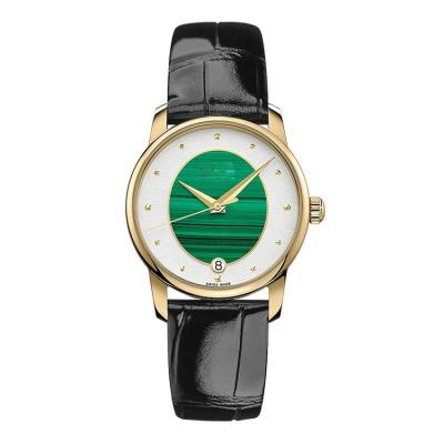 China Waterproof Automatic Gold Jade Dial Bamboo Grain Leather Date Malachite Oval Starry Orange Onyx Turquoise Automatic Ladies Watch for sale