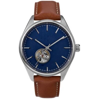 China Brand Men's Tourbillon Wrist Watch Custom Water Resistant Big Logo Gents Blue Hollow Out Luxury Dial Luminous Hands for sale