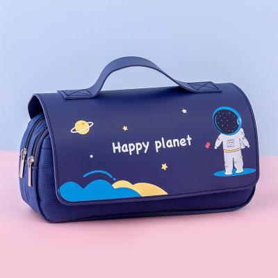 China New Cartoon Style School Large Capacity Handbag Durable Cute Portable Creative Child Multifunctional Astronaut Box Pencil Bag for sale