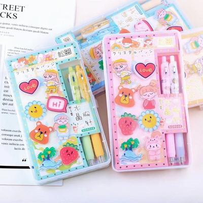 China 2022 promotion new school stationery office stationery new hot sale hot price cute gift type set for kids stationery with breastpin for sale