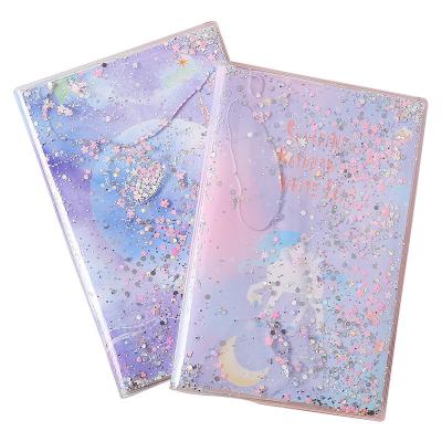 China Hot Custom Transparent Soft Sequin Quicksand Cover Wholesale PVC Hardcover Book Diary Liquid Oil Notebook Cover for sale