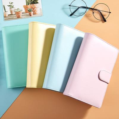 China New Refillable 6 Ring Budget Binder Free Sample Eco-friendly Paper Design PU Leather Portable Notebook Binder A6 For Filler A6 Paper for sale