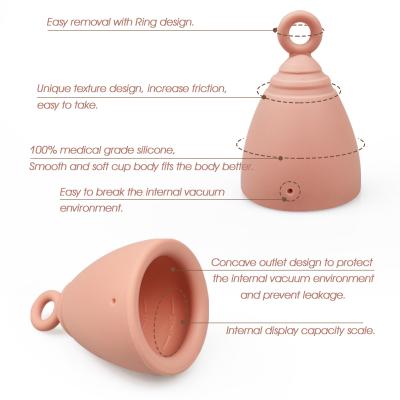 China Lady Menstruation Newest Furuize Lucky Ring Cup Wholesale 100% Silicone Medical Lady Period Cup Reusable Menstrual Copa Women's Cup for sale