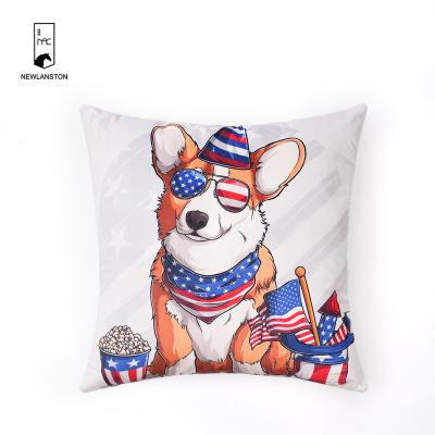 China High Quality Wholesale Anti-static PrintedThrow Pillow Case Digital Dog Festival Celebration American Style Cushion Cover for sale