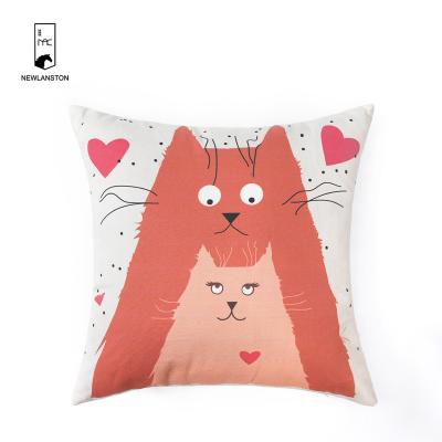 China High Quality Folded Crates Beautiful Digital Printed Cat Pillow Cotton Family White Cushion Cover for sale