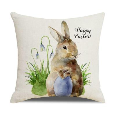 China Home Decoration Bunny Print Cushion Cover Polyester 18*18 Folded Pillow Case Square Pillow Case For Easter Day for sale