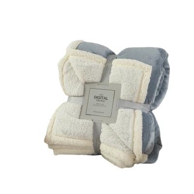 China Non-toxic Thick Fleece Double Solid Color Sherpa Thermal Blanket Fuzzy Warm Soft Blankets Lamb for Sofa Couch Bed Winter for sale