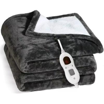 China 2022 Super Warm Soft Flannel Heating Blanket 4 Hours 6 Levels Electric Heated Blanket Heat Auto-up Sherpa Fleece for sale